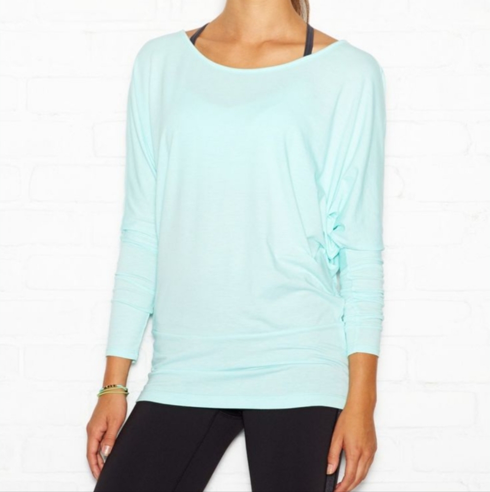 Lucy Dolman Sleeve Top Athletic Shirt Mint Aqua Small Lightweight Yoga Comfy